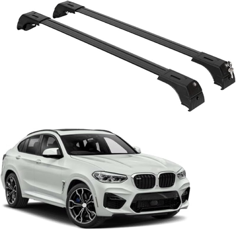 ERKUL Roof Rack Cross Bars for BMW X4 G02 2019-2025 | Aluminum Crossbars with Anti Theft Lock for Rooftop | Compatible with Flush Rails - Black