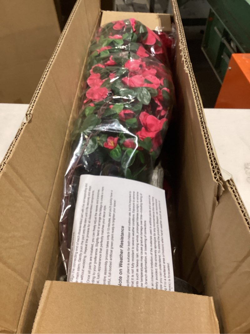 Condition photo showing Good Condition for giegxin 1 pack 4 ft artificial hibiscus tree fake with 14 flowers hibiscus tree with base silk faux flowers realistic plant for front porch patio office indoor outdoor wedding decor (red) red 1