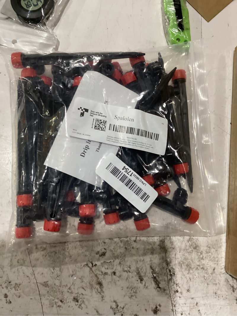 Condition photo showing New/Like New for 30pcs push-to-fit drip irrigation emitters for 1/4 inch irrigation tubing, adjustable 360 degree drip emitter sprayer with stake, irrigation dripper sprinklers for drip irrigation system 30pcs drip irrigation emitters sprayer
