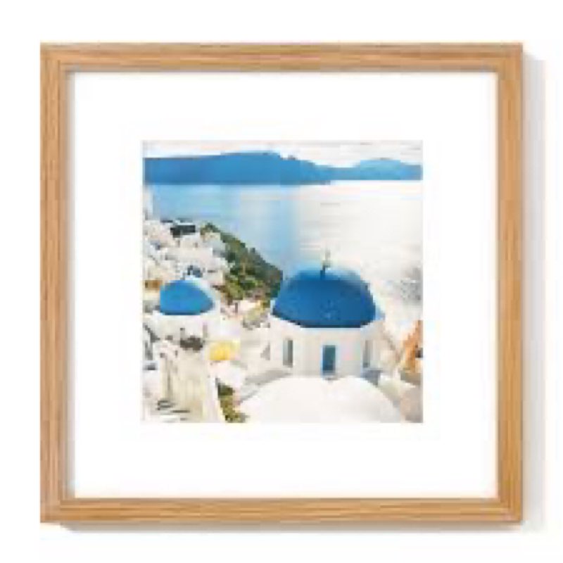 Axeman 12x12 Picture Frame with Mat for 8x8, Solid Oak Wood Square Picture Frame with Tempered Glass