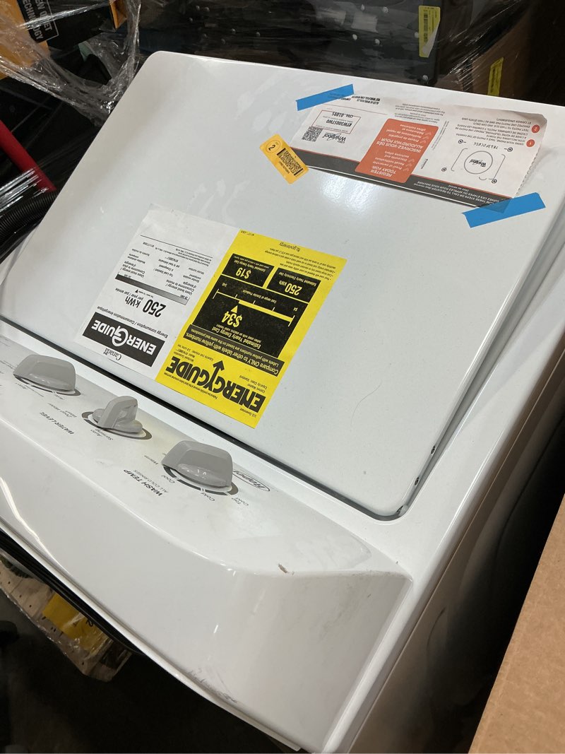 Condition photo showing As Is for roper by whirlpool high efficiency agitator large ( 3.8-cu ft ) top-load washer ( white )