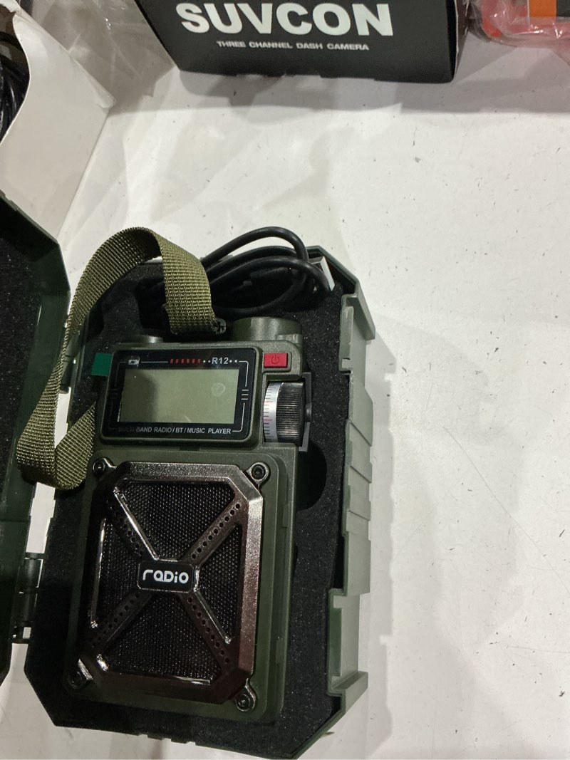 Condition photo showing As Is for greadio portable shortwave radios with noaa weather radio, 14800mwh digital radio am fm with bluetooth 5.4, crank/solar/usb charging, support usb/tf, charger pack/sos/flashlight for outdoor, emergency green am fm sw wb