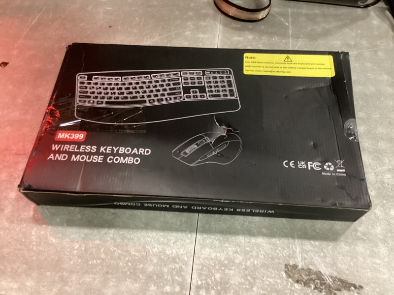 Condition photo showing New/Like New for wireless keyboard and mouse combo, 2.4g full size wave keys ergonomic keyboard with wrist rest and 3-level dpi adjustable wireless ergonomic mouse for windows, mac os desktop/laptop/pc(black)