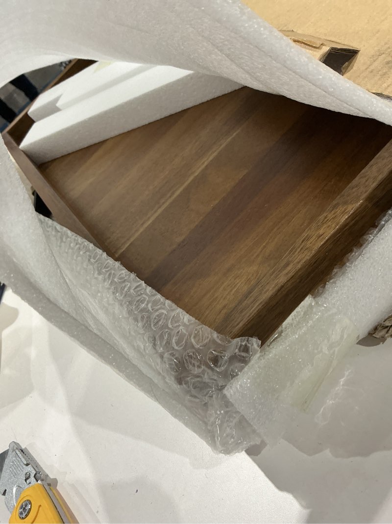Condition photo showing Good Condition for extra large square ottoman tray for living room coffee table 21 x 21 inch decorative acacia wooden serving tray with leather handles for breakfast in bed dinner food tv (color natural)