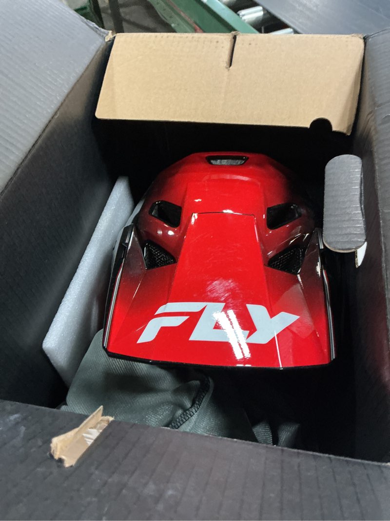 Condition photo showing Good Condition for Fly Racing Rayce Full-Face Mountain Bike/BMX Helmet – ASTM F1952 DH Certified, CPSC 1203, CE EN1078, Poly-Alloy Shell, TFV Ventilation, Removable Liner Youth Small Black