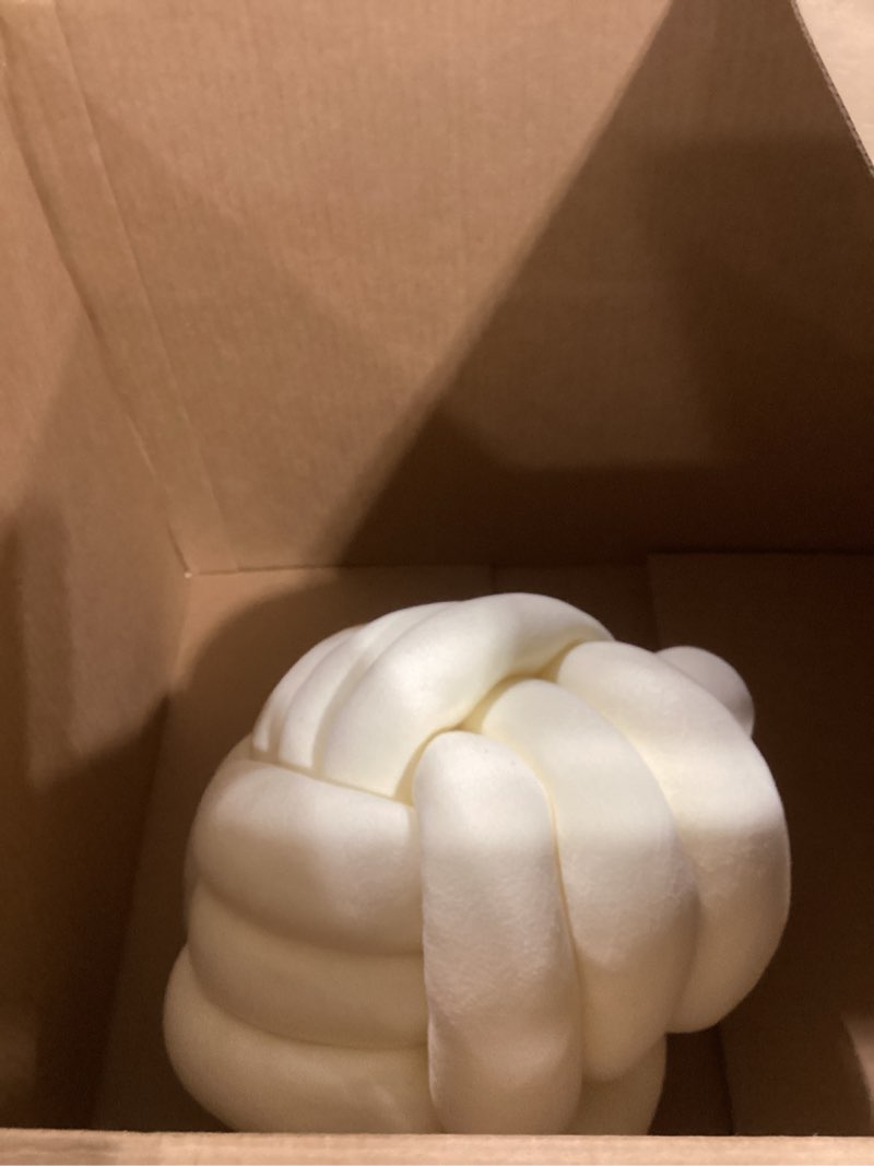 Condition photo showing As Is for Sioloc Soft Knot Ball Pillows,Round Throw Pillow Cushion Home Decoration Plush Pillow,Throw Knotted Pillow Handmade Round Plush Pillow?10.6inches,Ivory? Ivory Medium (Pack of 1)