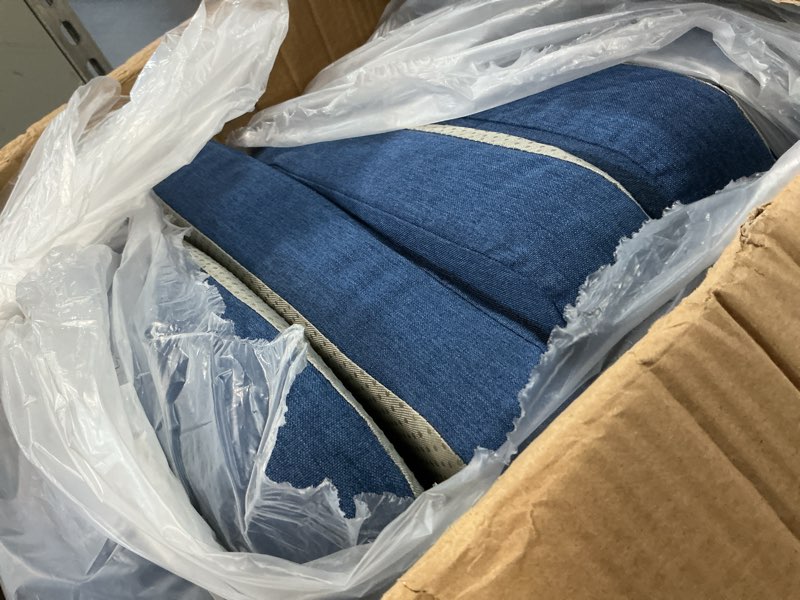 Condition photo showing Good Condition for 17'' x 16'' x 2.5"thick chair cushions for dining chairs, 8 pack waterproof easy clean kitchen chair pads with ties and non-slip backing - 30d high elastic foam soft kitchen chair cushions dark blue 8 count(pack of 1)