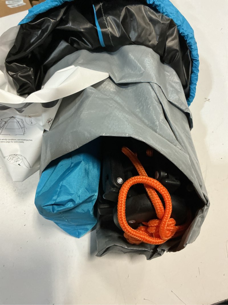 Condition photo showing Good Condition for easthills outdoors instant shader dark shelter xl beach tent 99" wide for 4-6 person sun shelter upf 50+ with extended zippered porch pacific blue dark shelter - pacific blue
