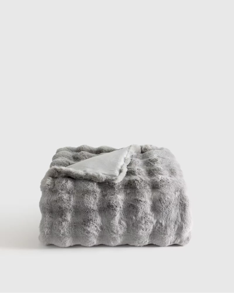ruched faux fur throw