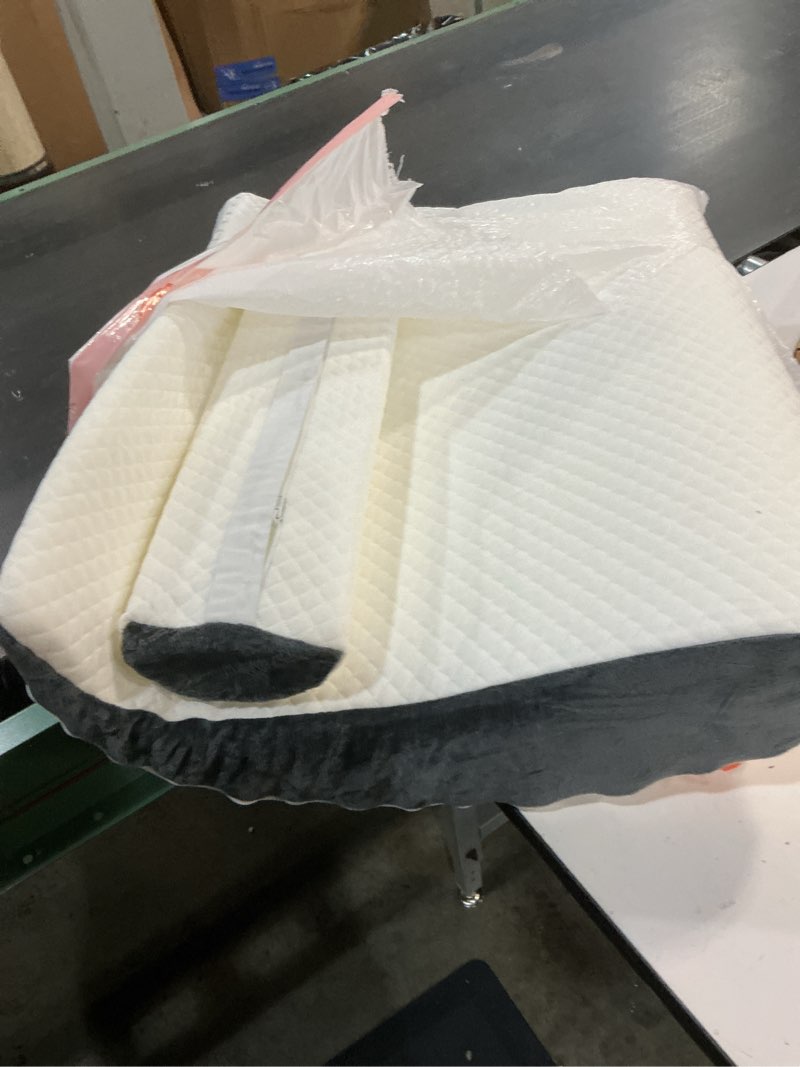Condition photo showing As Is for kolbs bed wedge pillow for sleep apnea, acid reflux, and back pain relief, with chic jacquard cover - headboard gerd pillow wedges for sleeping (standard width 7.5" height)