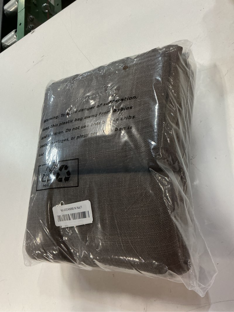Condition photo showing Good Condition for LAMIT Dark Brown Sheer Linen Curtains, 96 inch Light Filtering Semi Sheer Panels Back Tab and Rod Pocket Farmhouse Drapes for Bedroom/Living Room, 2 Panels, 52 x 96 Inch