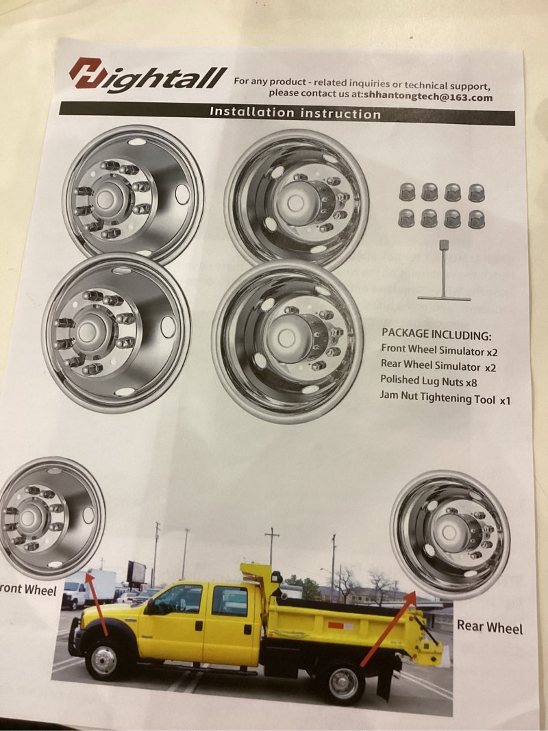 hightall 19.5 wheel simulators, 19.5" 10 lug stainless steel hubcaps,polished surface,2pcs front whe