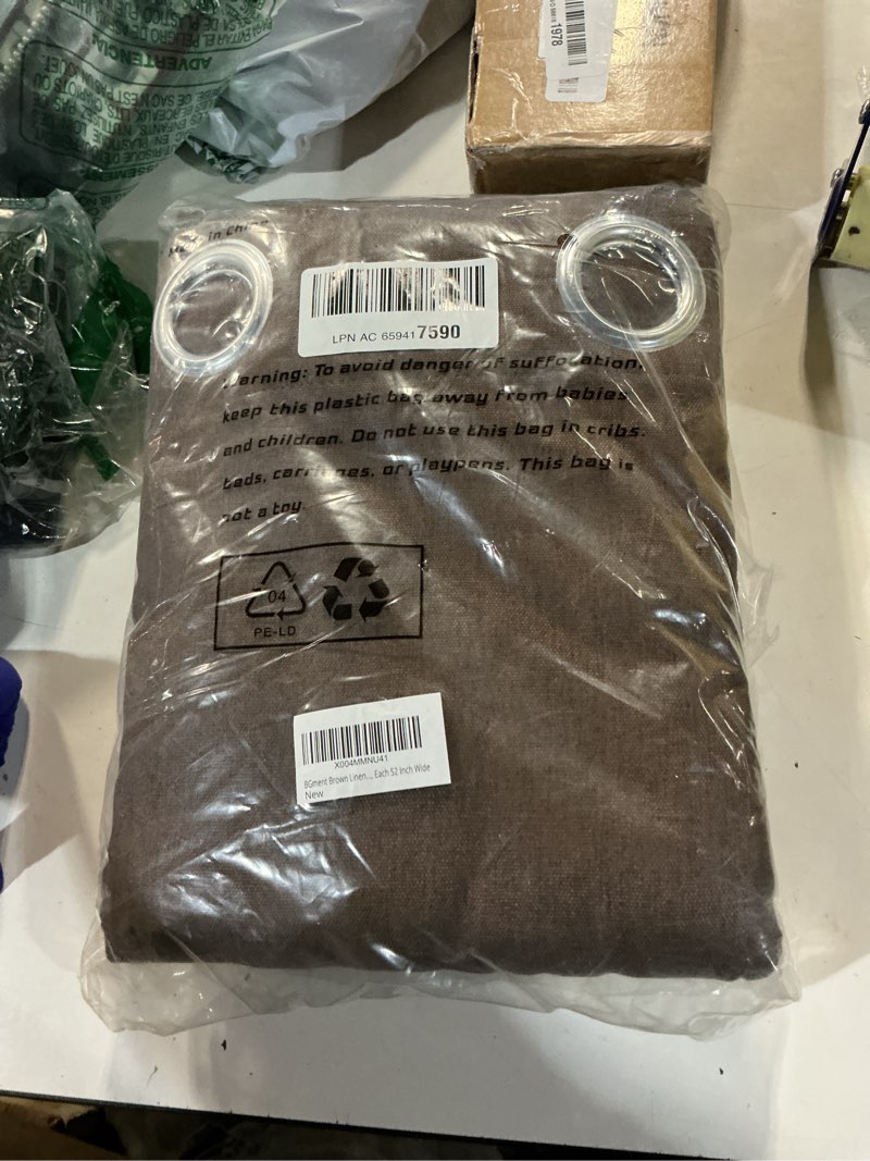 Condition photo showing Good Condition for bgment brown linen curtains 95 inches long for living room, floor length light filtering chocolate drapes for bedroom window privacy non see through with grommet, 2 panels, each 52 inch wide