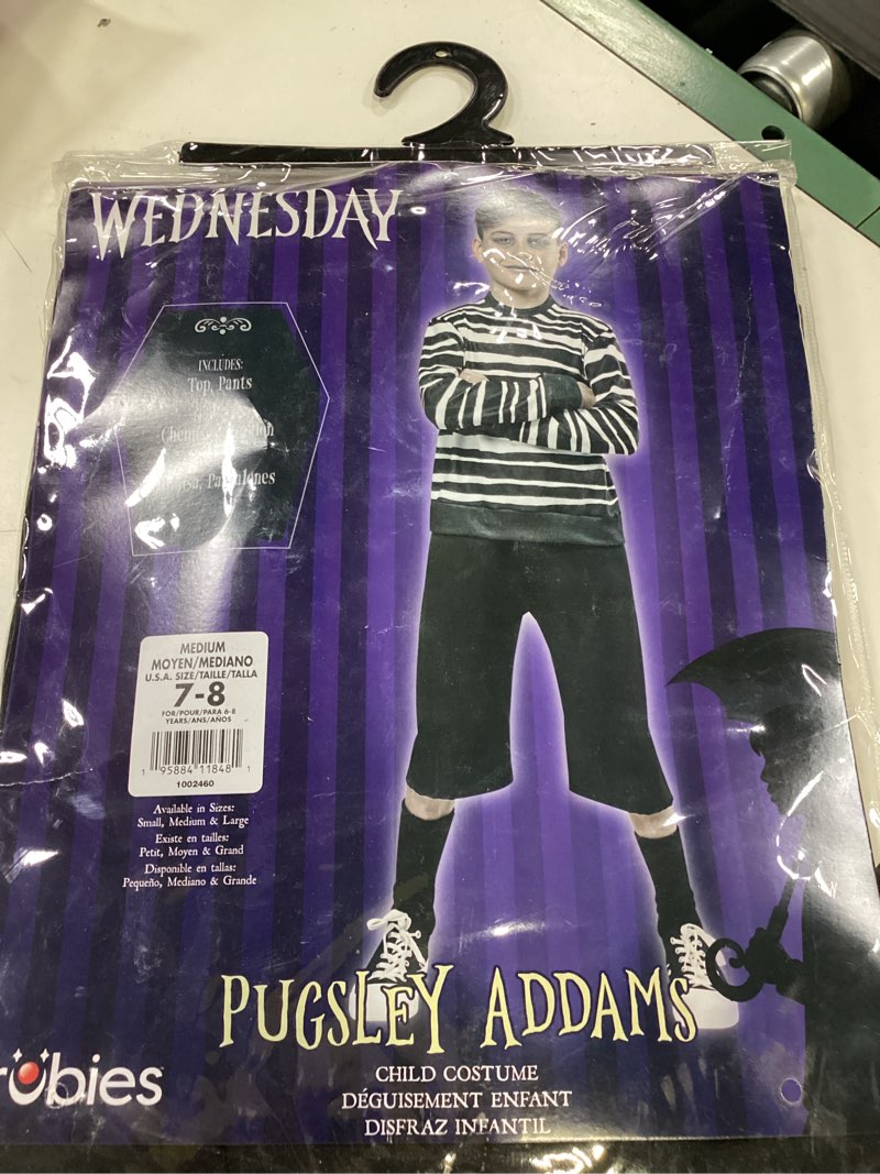 Condition photo showing New/Like New for rubies pugsley kids boys costume top and pants, for dress up, parties and halloween medium