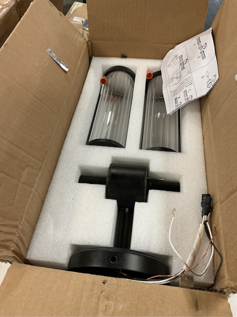 Condition photo showing As Is for bathroom sconce wall lighting - black bathroom vanity light fixture vertical and horizontal wall mount 2-light modern indoor wall light for hallway living room(e12 bulbs excluded)