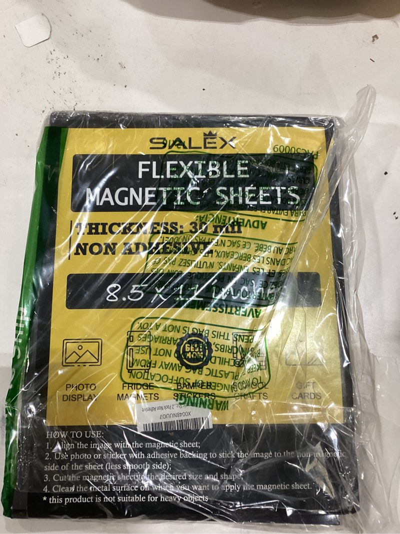 Condition photo showing New/Like New for Magnetic Sheets 8.5" x 11" Non Adhesive 30 mil 12 Pack for Dies Storage - Flexible Blank Magnet Sheet 8.5x11 Inch Set for Crafts, DIY, Sign Making, to Make Dots, Square Magnets, Circles, Strips, Tape 8.5" x 11" 12 pack