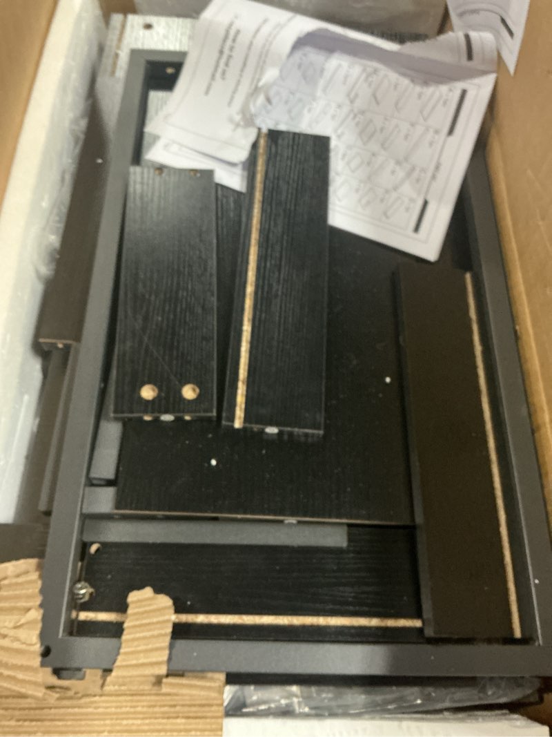 Condition photo showing As Is for Vanity Desk, Small Vanity Desk with Power Outlet, Makeup Desk with Drawers and Cabinets, Vanity Set with Storage Shelves for Bedroom, No Mirror, White