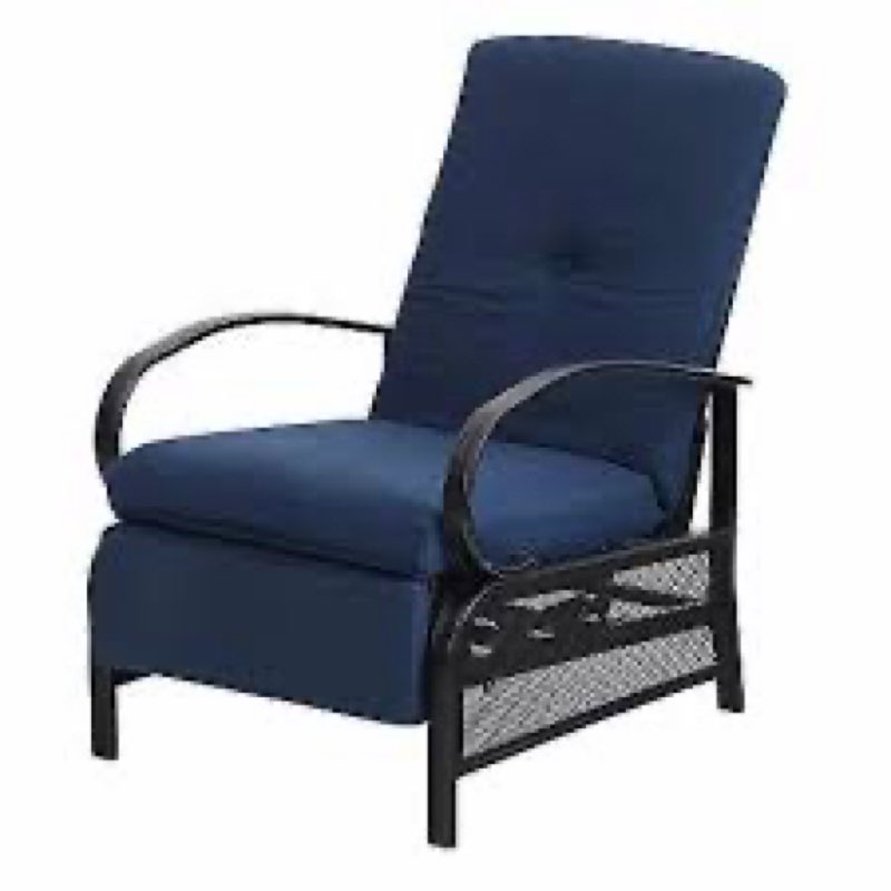 Cushioned Patio Chair Recliner, Heavy-Duty Steel Frame
