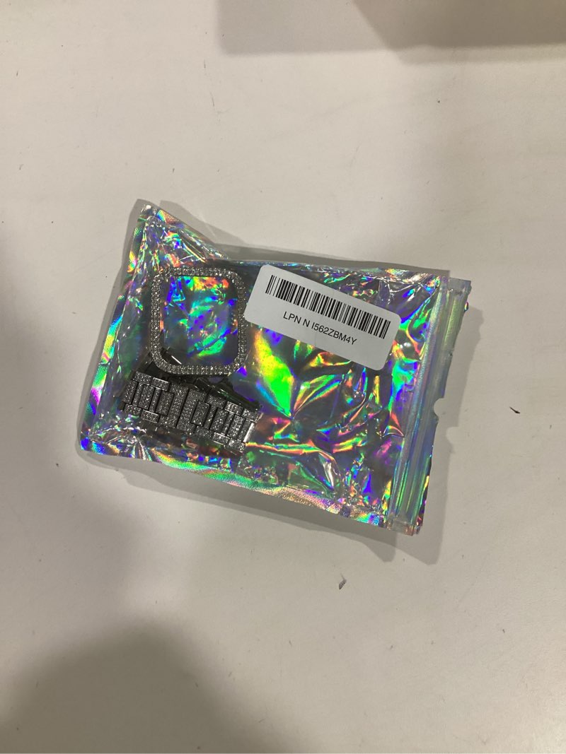 Condition photo showing Good Condition for Full Bling Watch Bands with Bling Case for Women Compatible with Apple Watch Band 44mm Elegant Dressy Jewelry Replacement Metal Link Wristband Protector Cover for iWatch Series 6/5/4/SE Silver B2 Silver (Full Bling) 44mm (Series 6/5/4/SE)