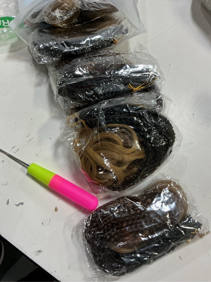 Condition photo showing Good Condition for crochet hair french curl braiding hair crochet braids with curly ends 14 inch pre looped goddess box braids crochet hair for women curly braiding hair extensions (7 packs,1b/30/27) 1b/30/27 14 inch(pack of 7)