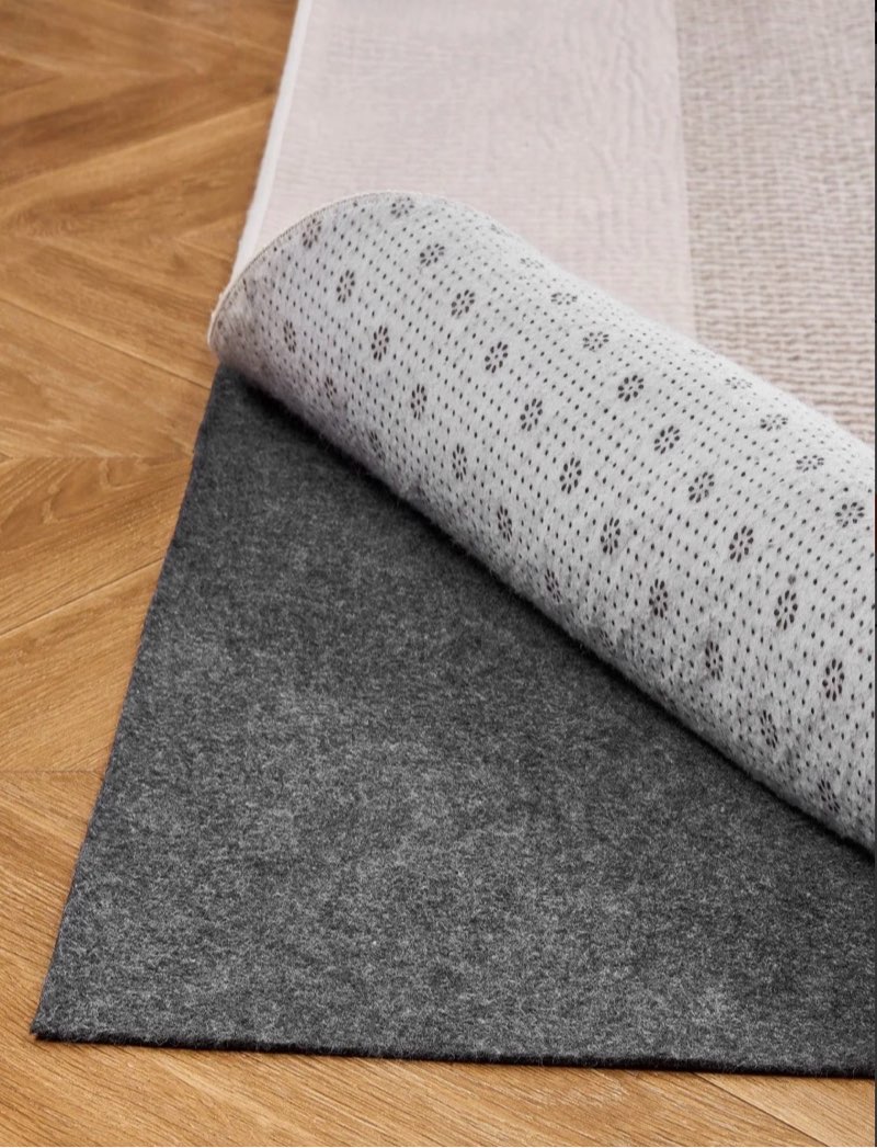 vevor rug pad 5 x 7 ft, non-slip carpet area pad, rug mat padding with dual surface felt cushion & rubber gripper, hardwood floor protection for all floors, finishes, keeps carpets in place