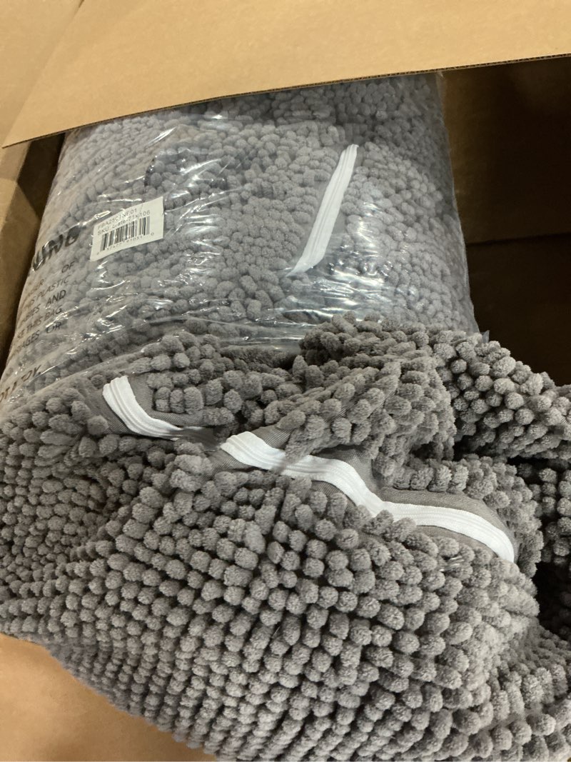 Condition photo showing As Is for Muddy Mat® Dog Crate Bed mat, Comfortable Dog Pillow, Crate Bed for Large Medium Small Dogs and Cats, Ultra Soft & Relaxing Washable & Dryer Safe Chenille Material - Grey Large (28"x42")