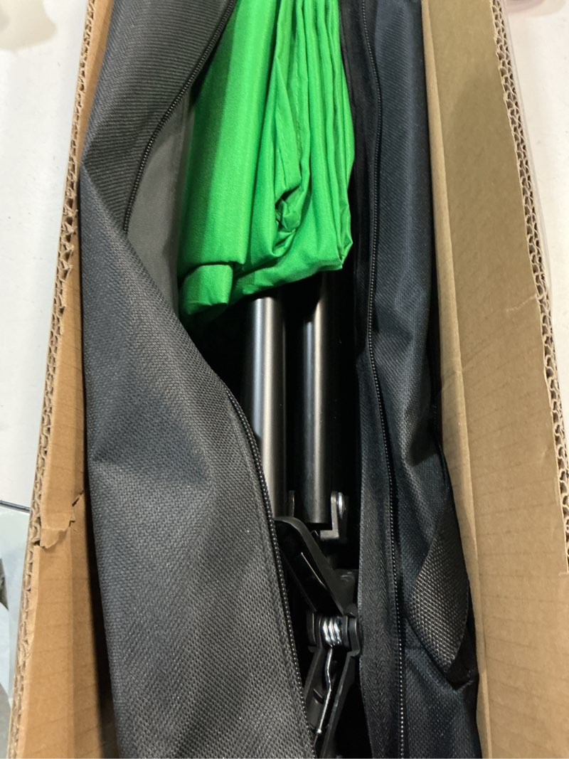Condition photo showing Good Condition for Green Screen Backdrop Kit with Stand, 5X6.5ft Portable Green Screen Backdrop with Stand kit, GreenScreen Background with Stand Carrying Bag Clamp for Streaming Video Zoom 5 x 6.5 Ft Green