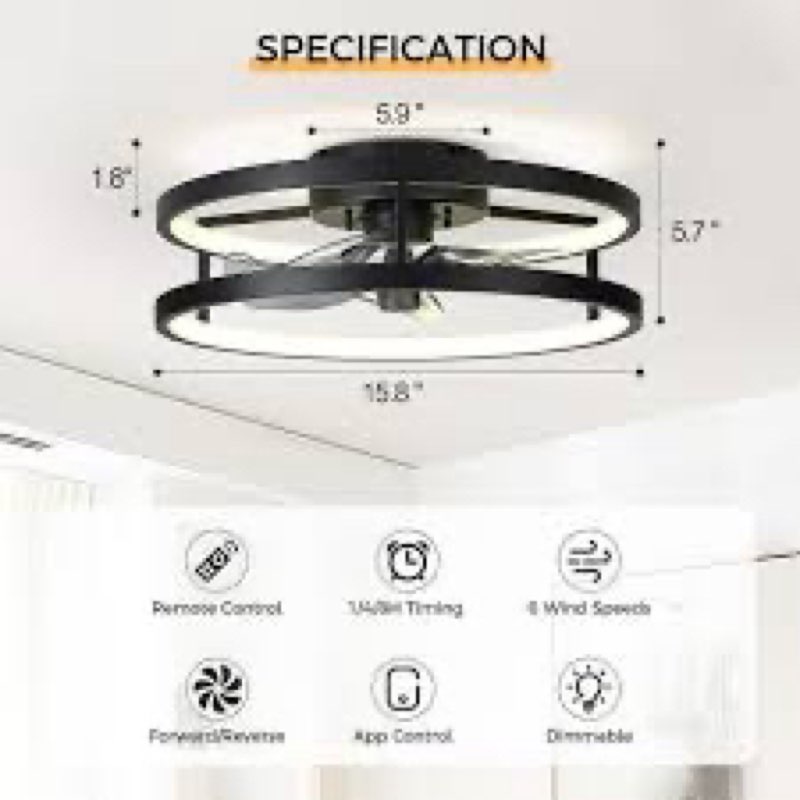 16" ceiling fan with led lights,remote control and app control ceiling fans with lights.
