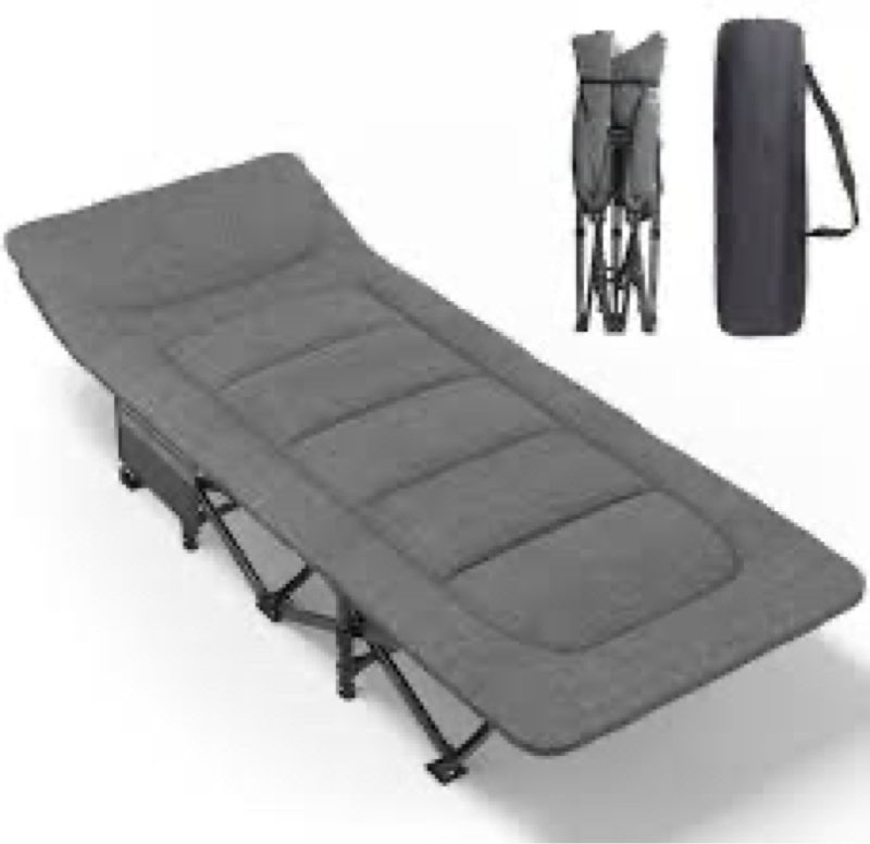 ATORPOK Camping Cot for Adults with Cushion and Pillow, Portable Folding Bed for Sleeping, Lightweig