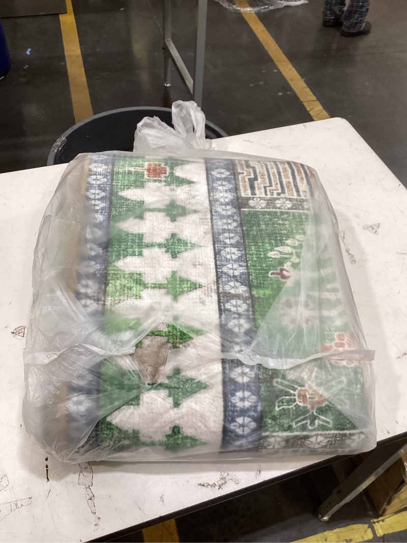 Condition photo showing Good Condition for yarnscape vintage 8' x 10' washable area rug - stylish indoor rug for living, dining or bedroom - lightweight carpet with non-slip backing - foldable for easy placement and maintenance - green 8' x 10' (rectangular) vintage-green