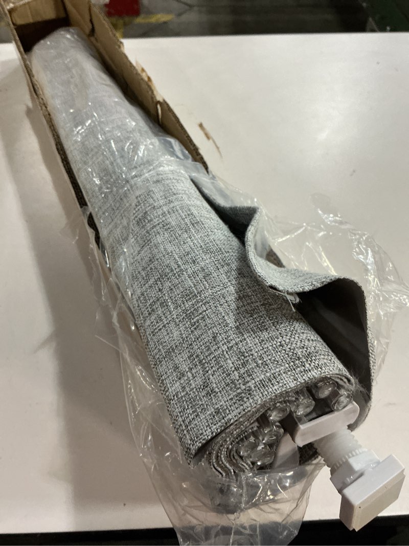 Condition photo showing New/Like New for LazBlinds No Tools No Drill TDBU Cordless Roman Shades for Window, Thermal Insulated UV Blocking, 100% Blackout Fabric Blinds for Bedroom & Living Room, 26" W x 64" H, Blackout - Grey Blackout - Grey 26"W x 64"H