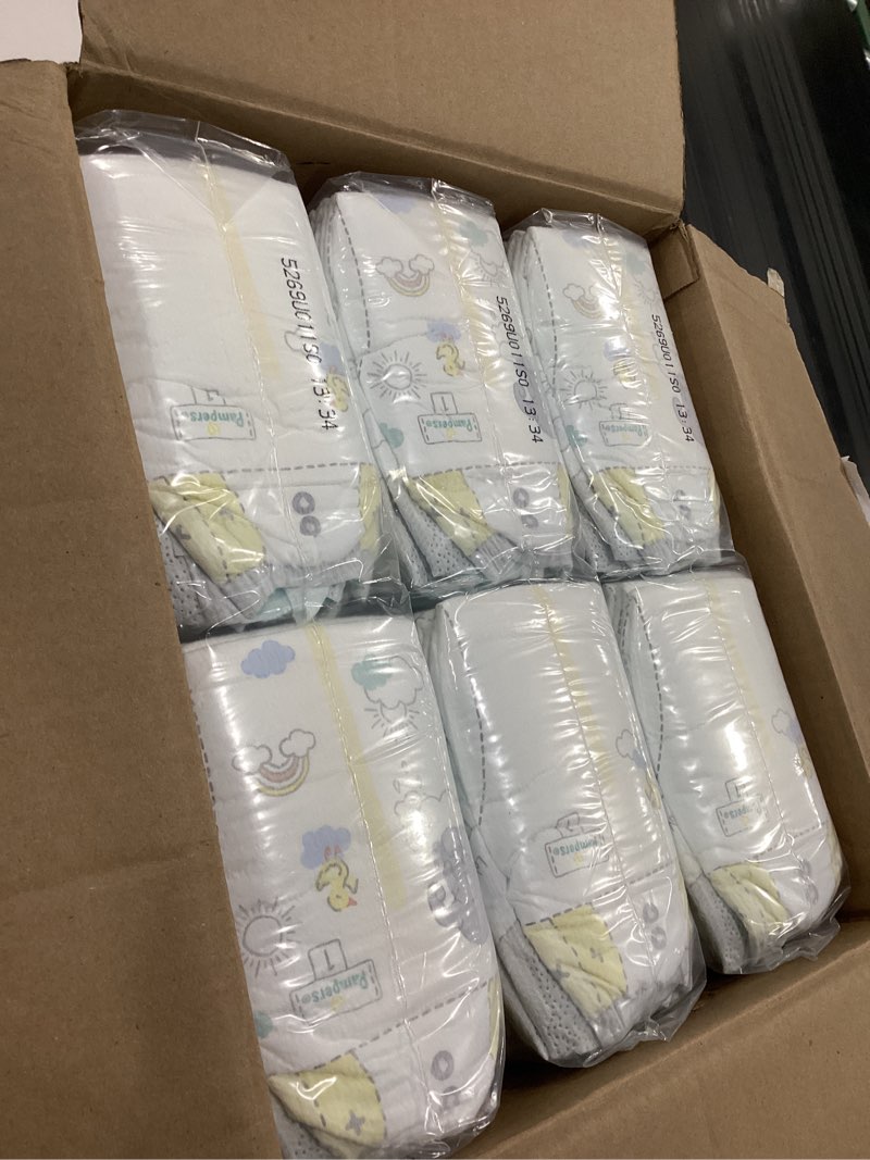 Condition photo showing New/Like New for pampers swaddlers diapers, size 1 (8-14 lbs), 198 count, absorbent, keeps baby dry and comfortable, skin safe disposable baby diaper (packaging may vary)