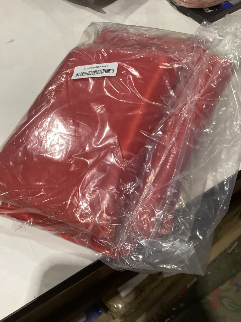 Condition photo showing New/Like New for HADEEONG 4 Packs Satin Rectangle Tablecloth 58 x 102 Inch, Stain and Wrinkle Resistant Washable Table Cover Smooth Fabric Bright Silk Tablecloth for Dining Table, Wedding Banquet Party Events (Red)