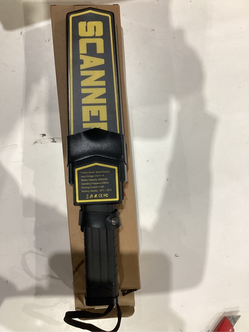 Condition photo showing As Is for Rechargeable Handheld Metal Detector Wand, High Sensitivity Security Wand Metal Detector,Portable Nail Finder Scanner Woodworking Metal Detector Wand for Logs Weapons Sound Vibration Alert Detects 2000mAh