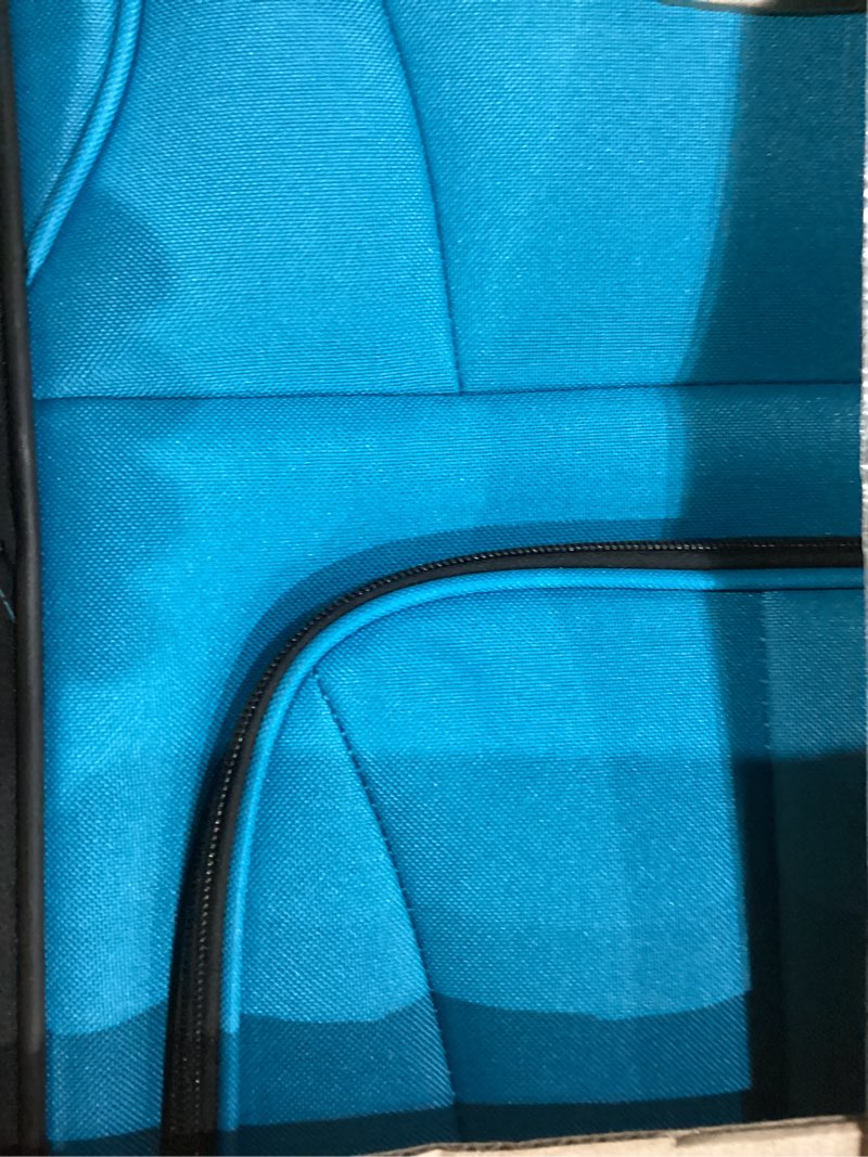 Condition photo showing As Is for rockland fashion softside upright luggage set, expandable, wheel, telescopic handle,turquoise, 2-piece (14/19) 2 piece (19"/14" tote) turquoise