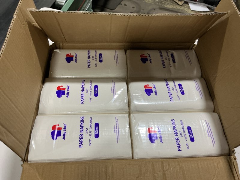 Condition photo showing Good Condition for JOLLY CHEF 600 Pack Disposable Paper Napkins, Soft Bathroom Napkins for Guests, 2-Ply White Paper Hand Towels for Halloween, Wedding, Thanksgiving 600-WHITE