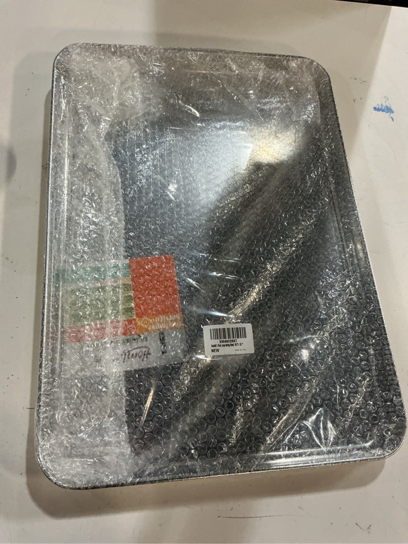 Condition photo showing New/Like New for homikit 1 pack baking sheet, 20 x 14 inches stainless steel large cookie pan, heavy duty metal sheet tray for oven baking roasting cooking, rustproof & nonstick, dishwasher safe 1 19.7x13.8x1