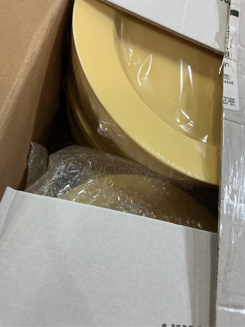 Condition photo showing Good Condition for FLOWERCAT 200PCS Yellow Plastic Plates Disposable Plates for Party - Heavy Duty Plastic Plates - 100 10" Dinner Plates and 100 7" Salad Plates for Weddings, Easter Parties and Events