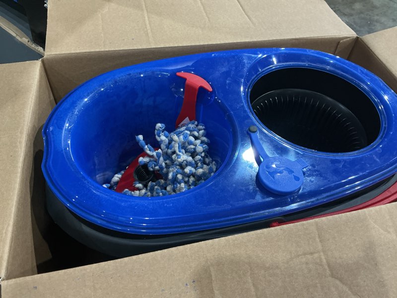 Condition photo showing As Is for o-cedar easywring rinse clean 12 in. w spin mop with bucket