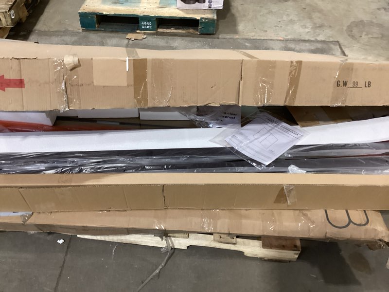 Condition photo showing New/Like New for 56-60" W x 72" H Framed Grid Pattern Single Sliding Shower Door with 1/4" (6mm) Clear SGCC Tempered Glass in Matte Black Finish, Reversible Installation 60" W x 72" H Black Grid-A