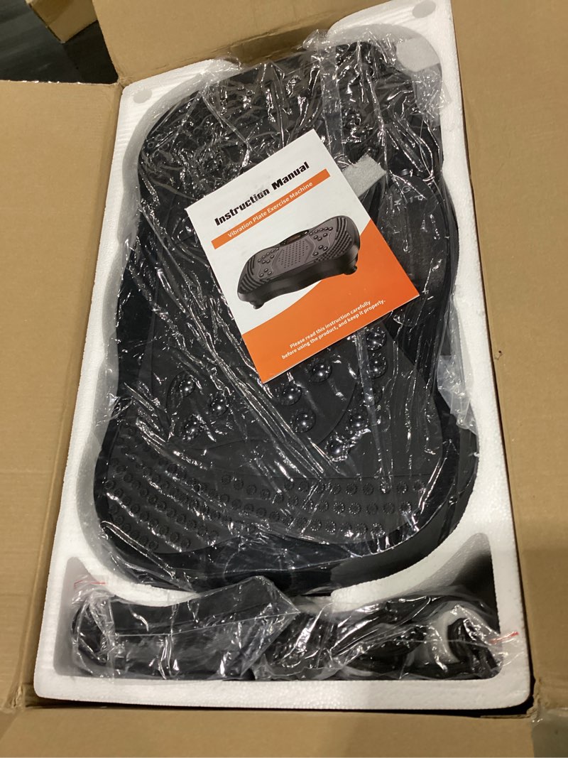 Condition photo showing Good Condition for vibration plate exercise machine, 130 levels full body workout vibrating plate for lymphatic drainage weight loss, 450 lbs capacity shake platform with resistance bands bluetooth for women men