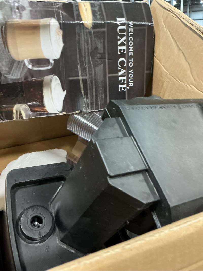 Condition photo showing As Is for ninja luxe café pro series, espresso machine, drip coffee, cold brew, hot water, integrated tamper, built-in grinder, hands-free frother for cappuccinos, lattes, americanos, dairy or non-dairy, es701 stainless steel luxe café pro