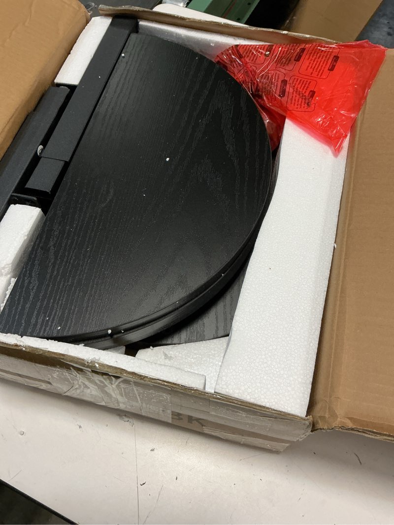 Condition photo showing Good Condition for Side Table Set of 2, Small Round End Table with Storage Shelf for Small Space, 2-Tier Black Bedside Table Sofa Couch Table, Nighstands Set of 2 Accent Table for Living Room, Bedroom, Black Black 2 set