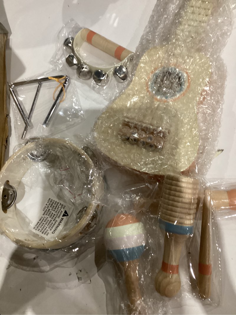 Condition photo showing Good Condition for vanplay kids guitar set - montessori toys for 2 3 year old boy girls birthday gifts, 7 in 1 musical instruments for toddlers 2-4, band sets with ukulele/flute/tambourine/maracas toys for kids 3-5 wooden guitar