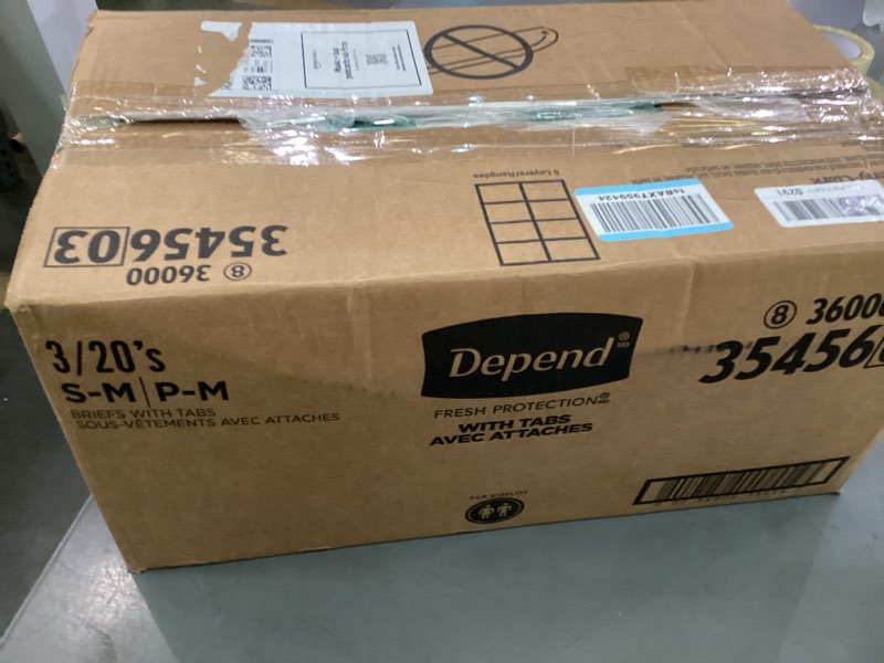 Condition photo showing New/Like New for Depend diapers unisex 3 pack