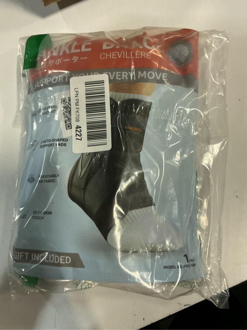 Condition photo showing New/Like New for Slim-Fit Ankle Brace for Sprained Ankle, Quick Lace Up Ankle Support for Women Men with 2 Auto-Shaped Pads, Air Fabric Cool Ankle Stabilizer for Injury Recover, Running,Sports, L(13”-14”) Orange/Black-L(ankle:33-35cm)