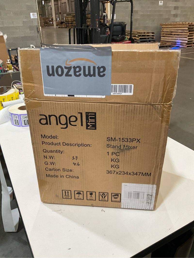 Condition photo showing New/Like New for Mini Angel Stand Mixer,10-Speed 5QT Kitchen Electric Mixer,Tilt-Head Food Mixer with Dough Hook, Wire Whisk, Flat Beater, Stainless Steel Bowl (Silver) 5QT Silvery