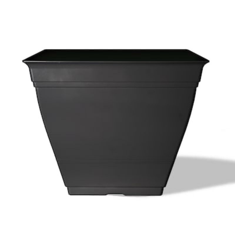 style selections square 13.11-in w x 13.11-in l x 10.71-in h black recycled plastic indoor/outdoor planter