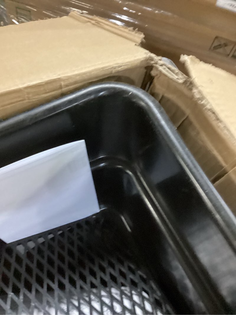 Condition photo showing As Is for Walk-Behind Push Broadcast Spreader, 100lb Capacity, 0-9.8ft Spreading Width, 13in All-Terrain Pneumatic Tires, Grate/Cover/Enclosed Gearbox, All Season for Seed/Fertilizer/Salt/Ice Melt