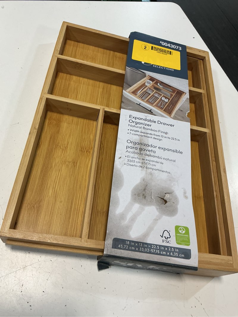 Condition photo showing As Is for lipper international 2.63 in. h x 13.13 in. w x 18.13 in. d bamboo adjustable expandable silverware